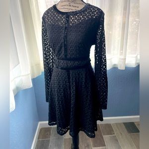 Black Xhiliration dress, XL, velvet trim, long sleeve